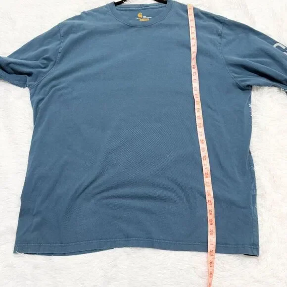 Men Carhartt Original Fit Long Sleeve Logo Shirt Slate Blue Size 2XL - Picture 6 of 8